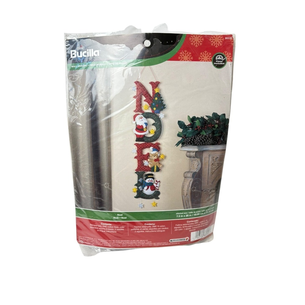 Bucilla Noel Felt Christmas Wall Hanging Craft Kit Santa Snowman Bear 86539 Open